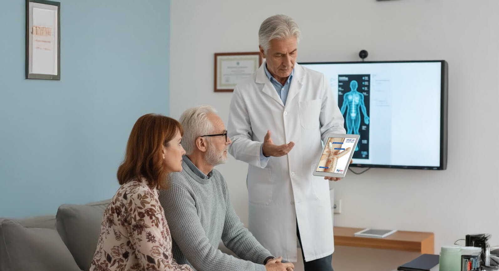 Doctor consulting with patient couple