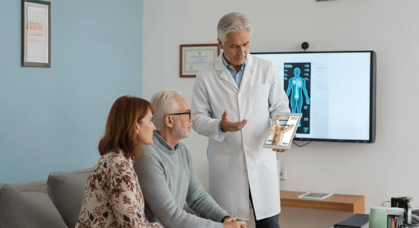 Doctor consulting with patient couple